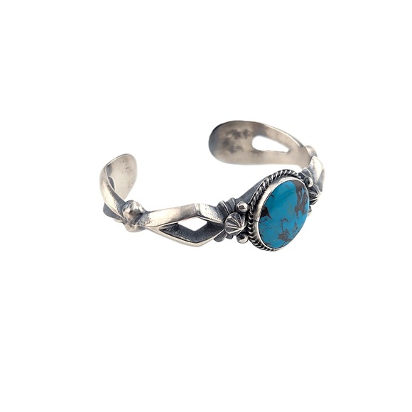 Handmade Navajo Bisbee Turquoise Cuff Bracelet‎ Tufa Native Jewelry Sz 6.75 ** - Picture 3 of 10